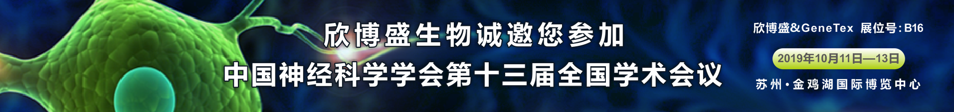 欣博盛生物诚邀您参加中国神经科学学会第十三届全国学术会议 欣博盛生物诚邀您参加中国神经科学学会第十三届全国学术会议